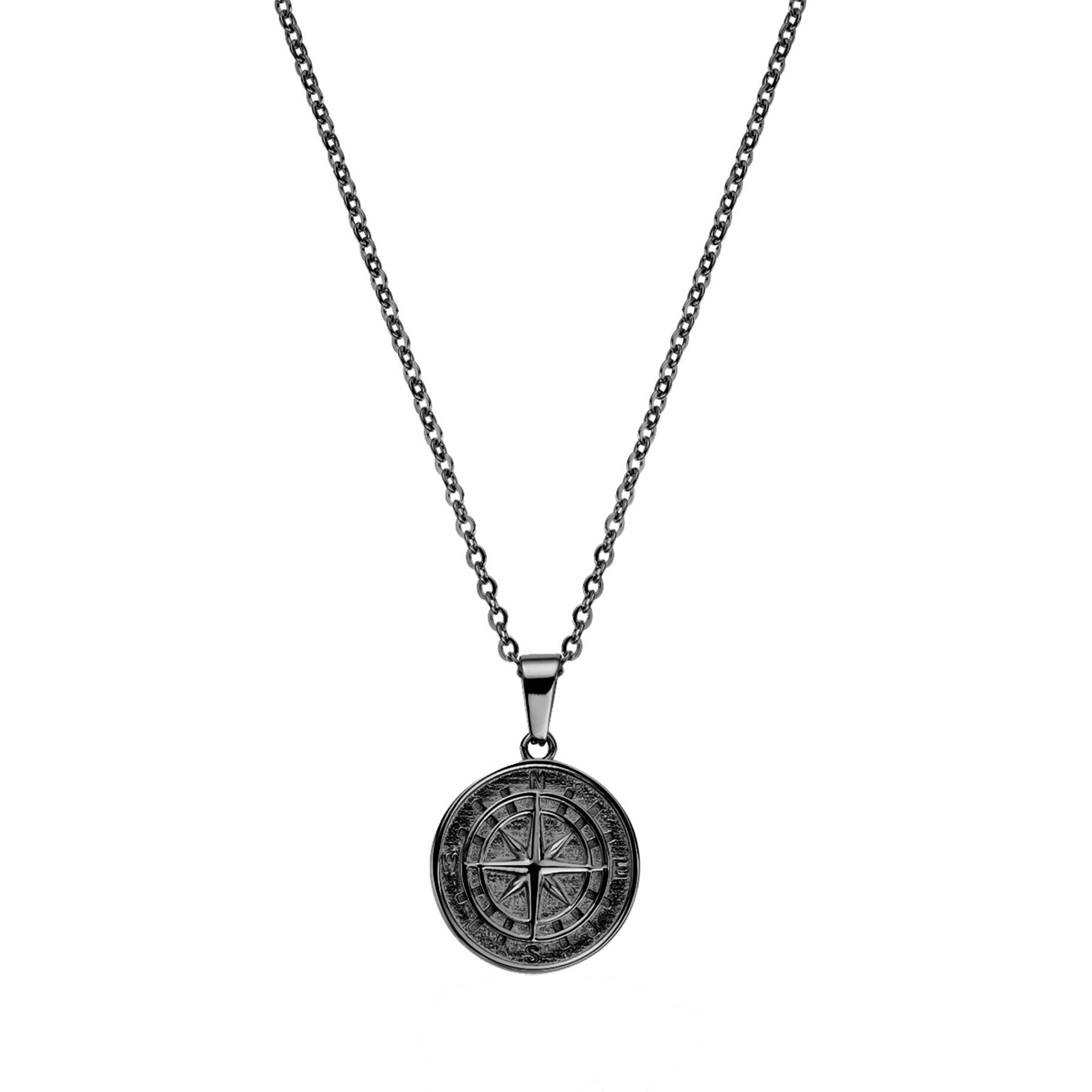 COMPASS PENDANT NECKLACE BLACK - Dreizack