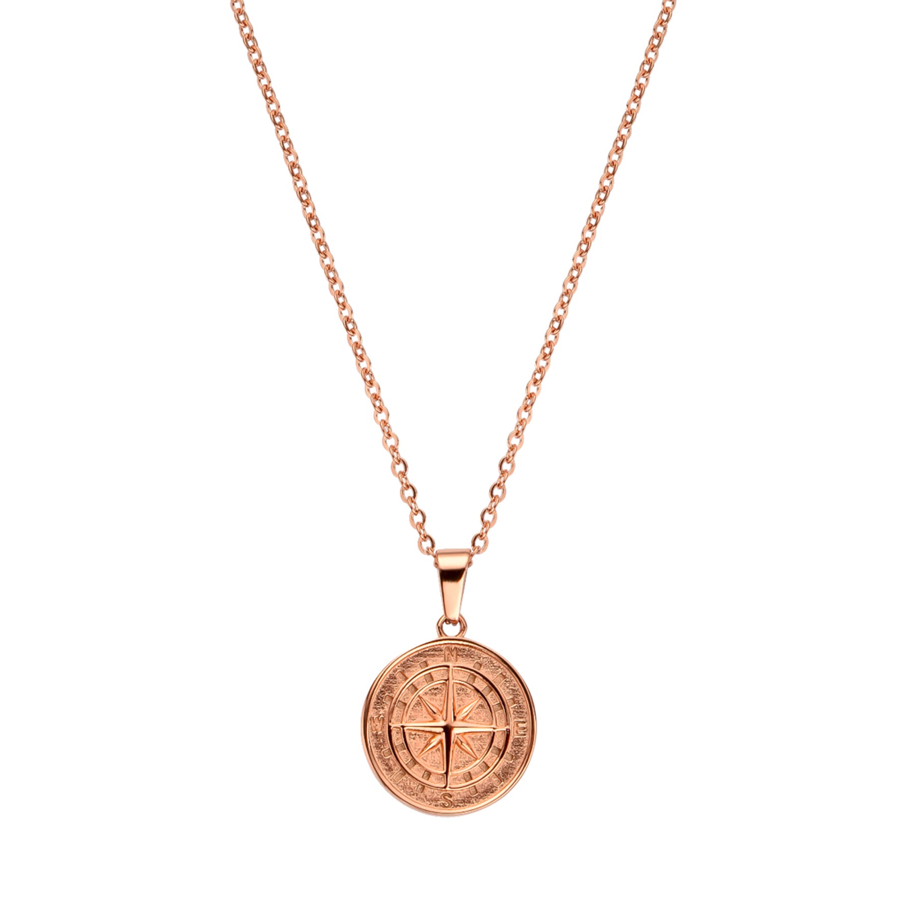 COMPASS PENDANT NECKLACE ROSE GOLD - Dreizack