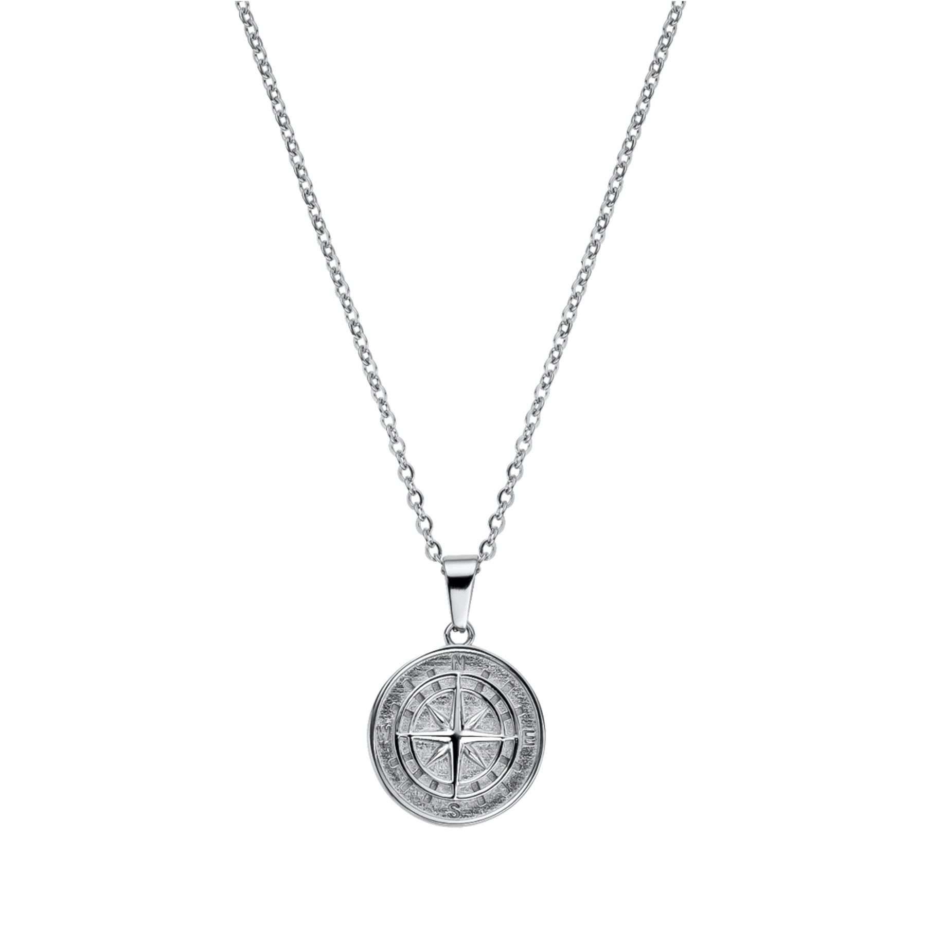 COMPASS PENDANT NECKLACE SILVER - Dreizack