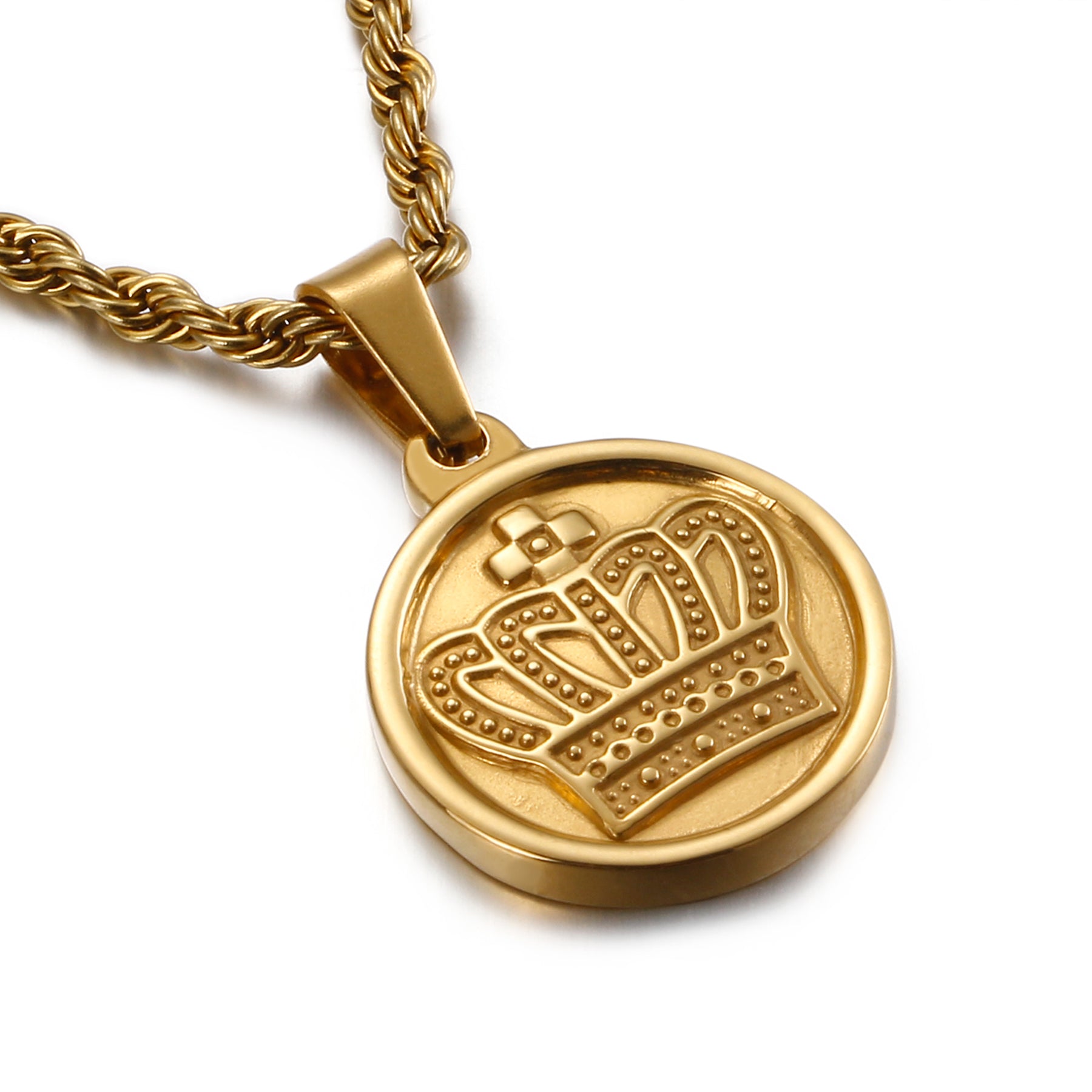 CROWN MEDAL NECKLACE GOLD - Dreizack