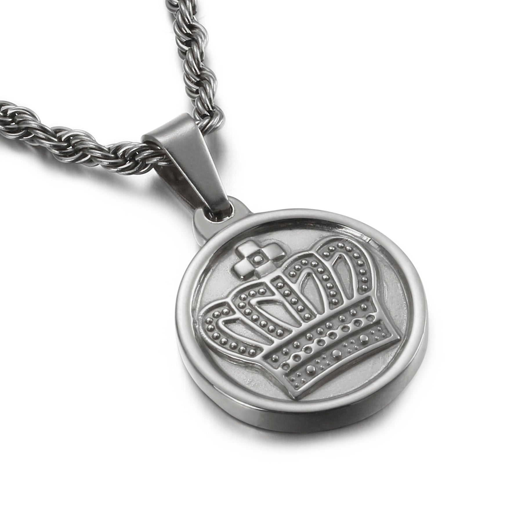 CROWN MEDAL NECKLACE SILVER - Dreizack
