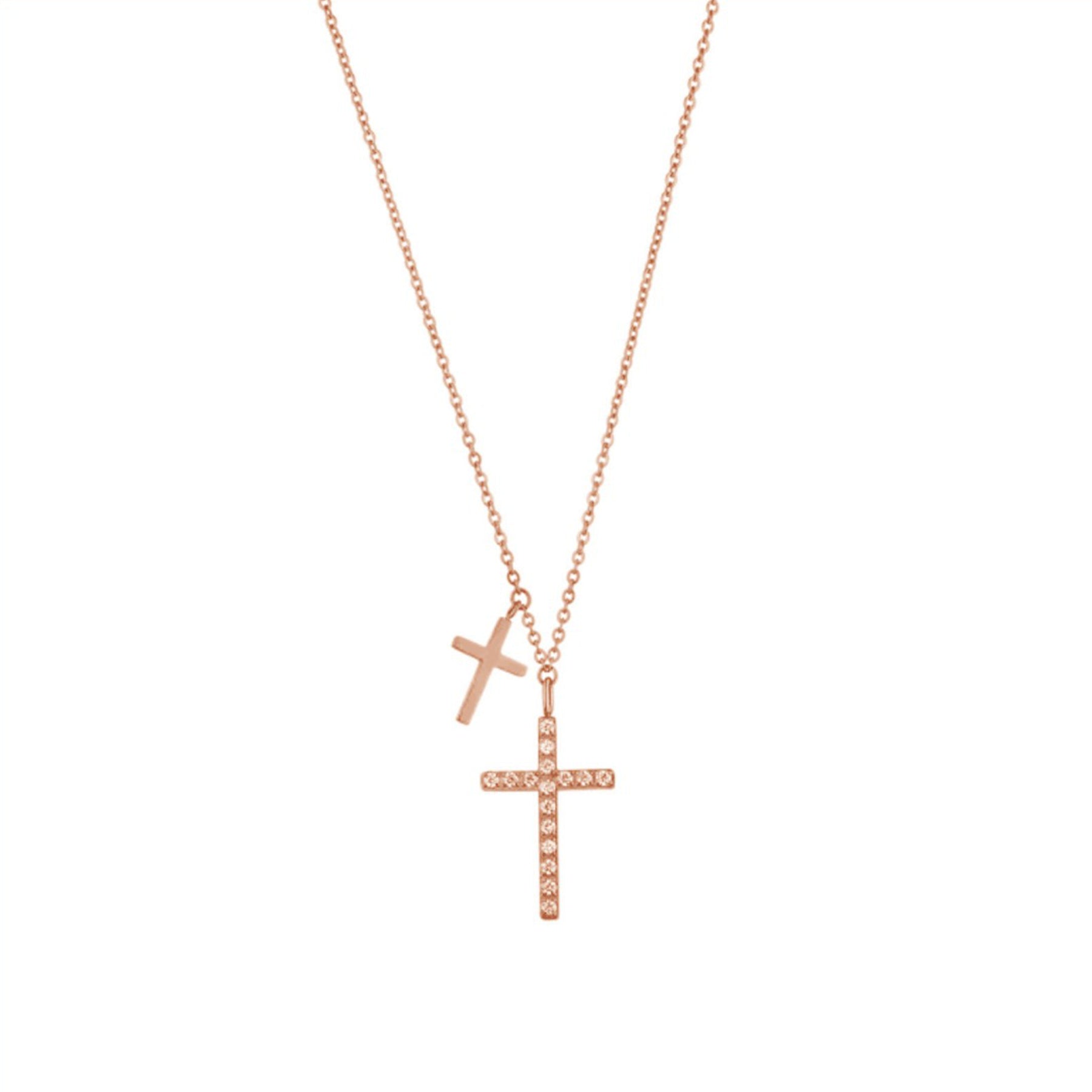 DOUBLE CROSS NECKLACE ROSE GOLD - Dreizack