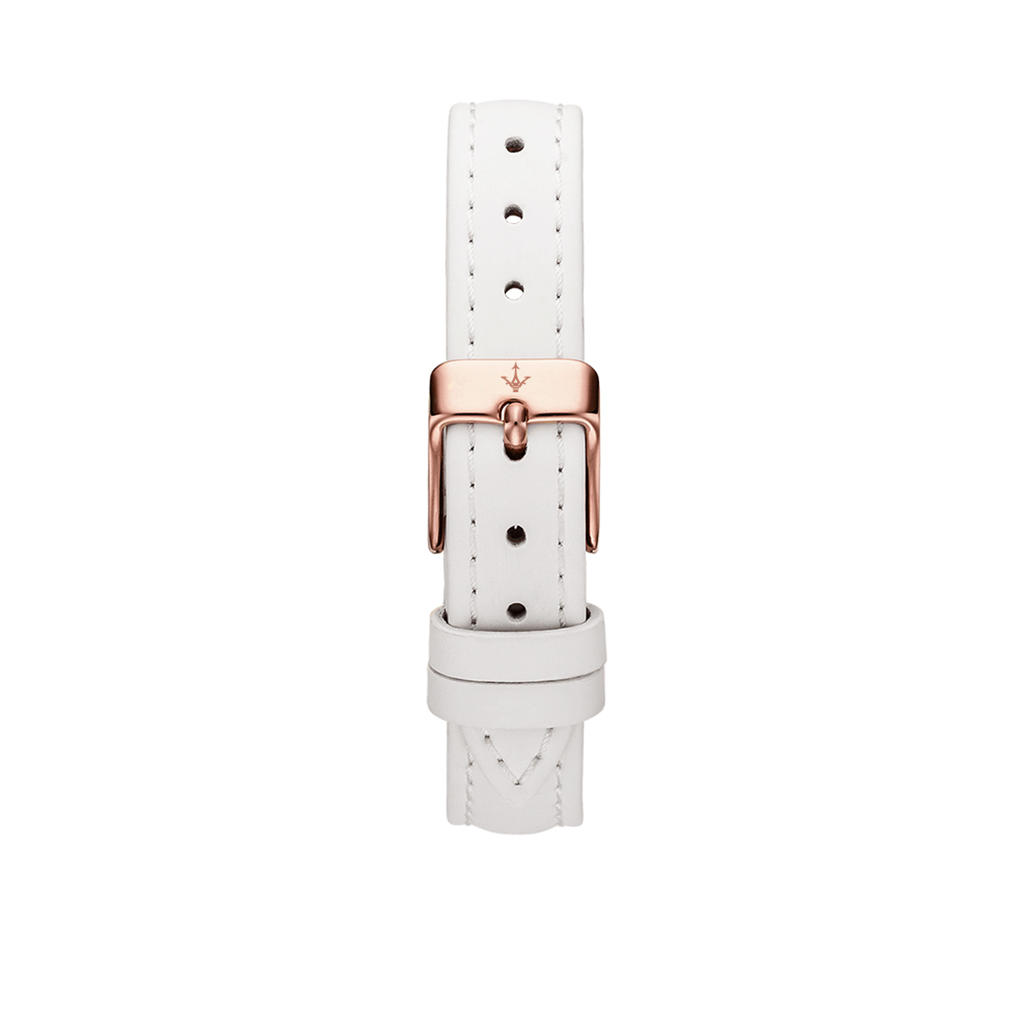 WHITE LEATHER STRAP ROSE GOLD - Dreizack