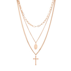 'BELIEVE AND FAITH' LAYERED NECKLACE ROSE GOLD - Dreizack