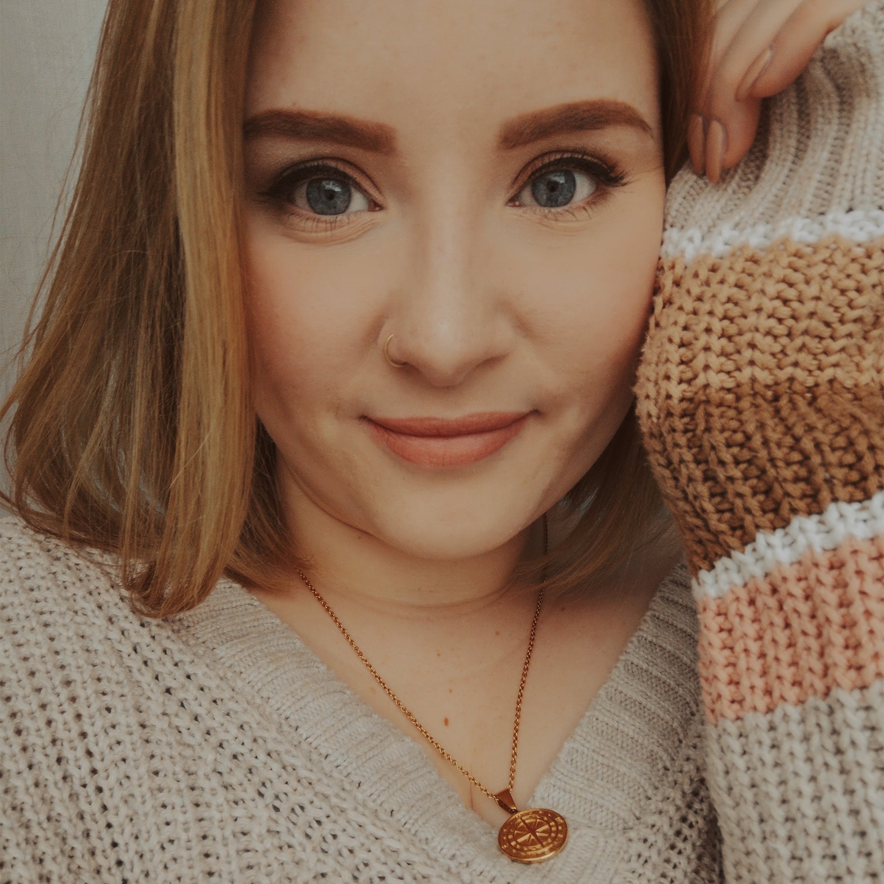 COMPASS PENDANT NECKLACE ROSE GOLD - Dreizack