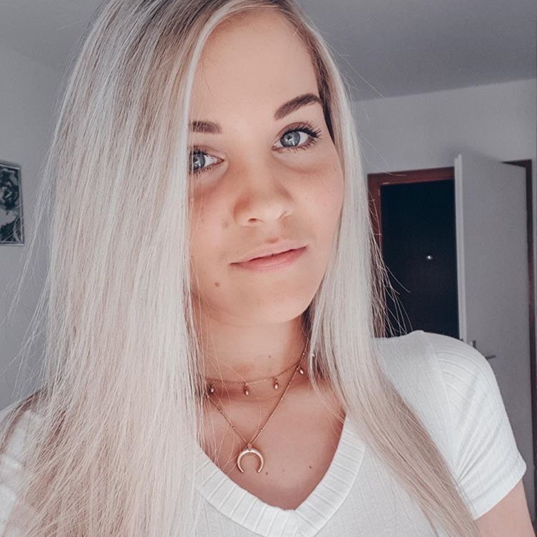 HALF MOON AND DROPS LAYERED NECKLACE ROSE GOLD - Dreizack